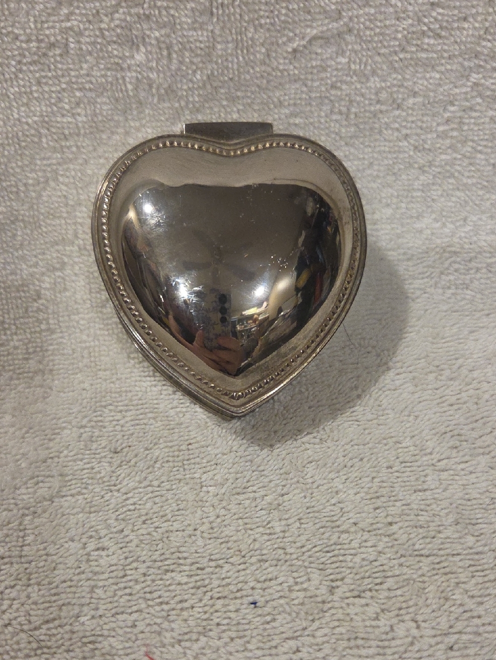 HEART SHAPED SILVER PLATED TRINKET BOX
